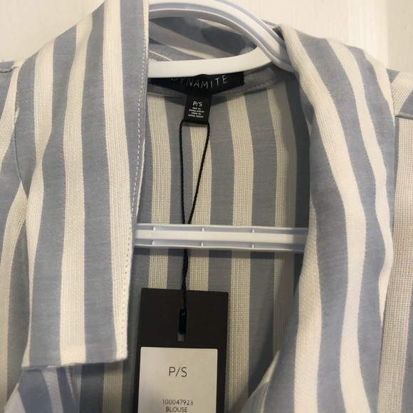 NWT Dynamite blue and white striped blouse - Picture 2 of 3